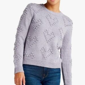 Splendid Women's Daphne Bobble Heart Sweater in Light Purple Size XS